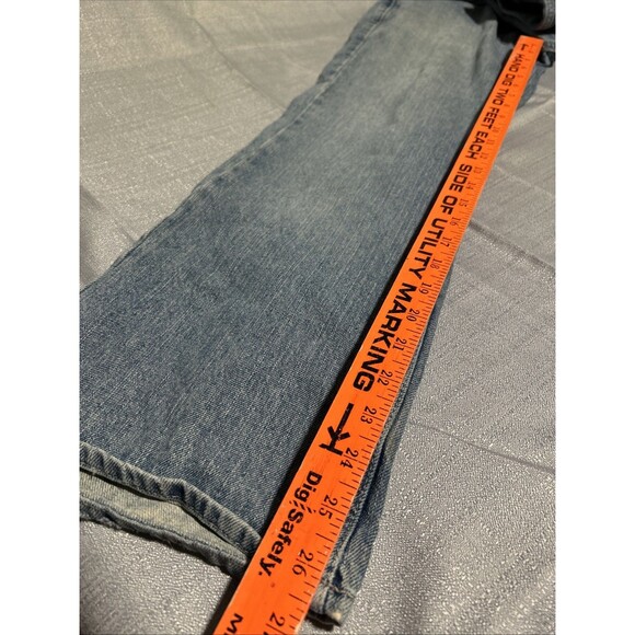 Mens ARIZONA Vintage Distressed Light Wash Original Bootcut Jeans Western  34x29 - Picture 7 of 8